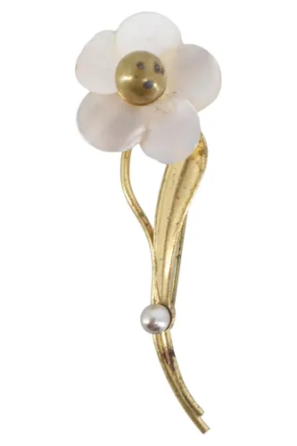 Vintage Brosche Blume Goldfarben mit Perle Elegant Schmuck - Stuffle - Modalova