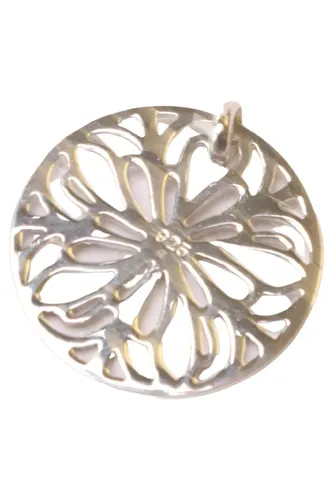Kettenanhänger Blume 925 Silber 25mm Rund Elegant Uni - Stuffle - Modalova