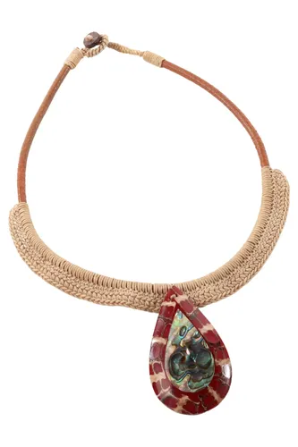 Damen Halskette mit Anhänger Leder Perlen Handgefertigt - Stuffle - Modalova