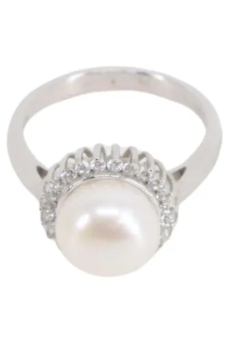 Ring Uni Silber Perle Zirkonia Elegant Klassisch - ANGARA - Modalova