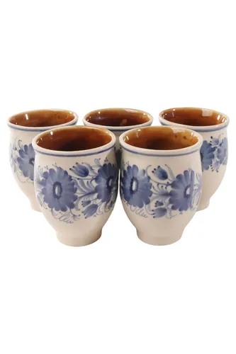 Keramik Becher Set 5 Stk. Geblümt Blau - VINTAGE - Modalova