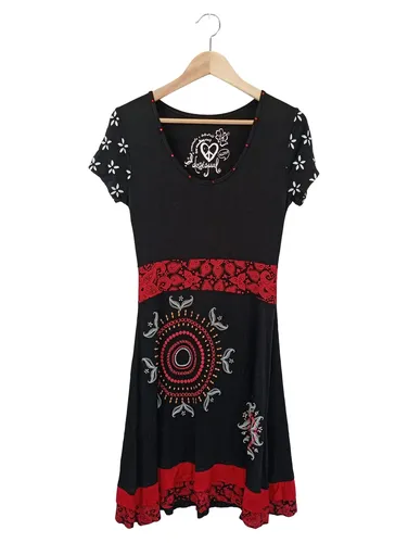 Damen Kleid Schwarz Muster Midi Größe M - DESIGUAL - Modalova