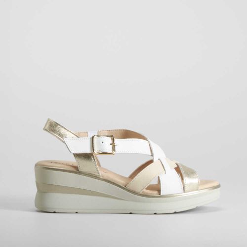 Sandalia tiras cruzadas piel blanca - Talla: 36 - Pitillos - Modalova