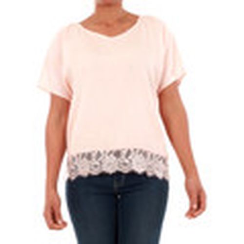 Camiseta 10185240 VMNEWMAKER 2/4 TOP LACE PRINT LCS ROSE QUARTZ para mujer - Vero Moda - Modalova