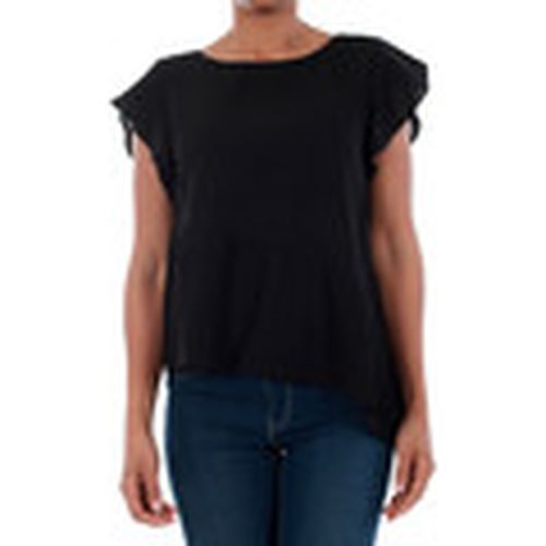 Camiseta 10196214 VMBRIGHT S/L FLOUNCE TOP O17 BLACK para mujer - Vero Moda - Modalova