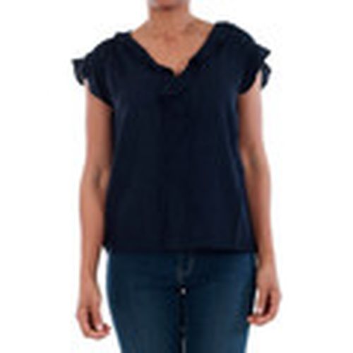 Camiseta 10196234 VMSEATTLE FRILL S/S TOP EXP NAVY BLAZER para mujer - Vero Moda - Modalova