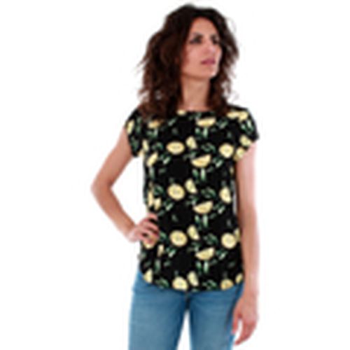 Camiseta 10208789 VMBOCA S/S TOP PRINT BLACK/LEMON para mujer - Vero Moda - Modalova