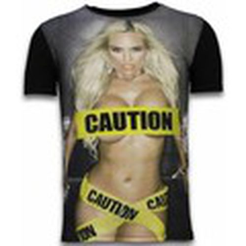 Camiseta Caution Digital Rhinestone para hombre - Local Fanatic - Modalova