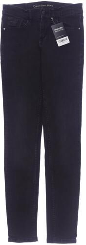 Jeans Damen Jeans, schwarz, Gr. W24 L32, Elasthan, Baumwolle, Leder - Second Hand - Calvin Klein - Modalova