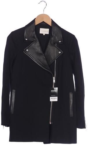 Damen Mantel, schwarz, Gr. EU 34 (F 36), Baumwolle, Leder, Viskose - Second Hand - Sandro - Modalova