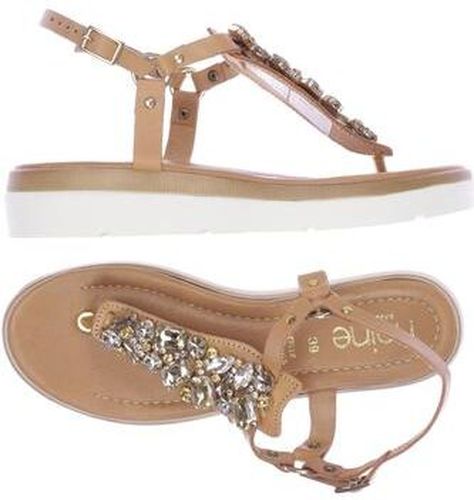 Damen Sandale, beige, Gr. EU 39, Leder - Second Hand - heine - Modalova