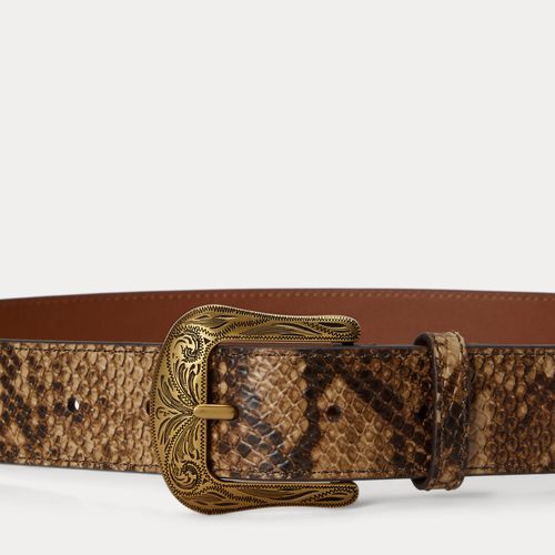 Tooled-Buckle Python-Embossed Belt - Lauren - Modalova