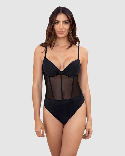 Multipurpose Sheer Corset Style Bodysuit - Leonisa - Modalova