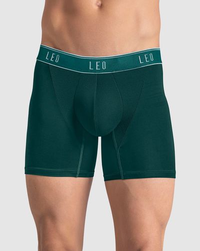 Microfiber boxer shorts with breathable front tights - Leo - Modalova