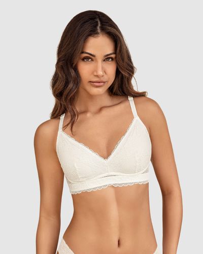 Classic Supportive Wireless Lace Bralette with Pocketed Cups - Leonisa - Modalova