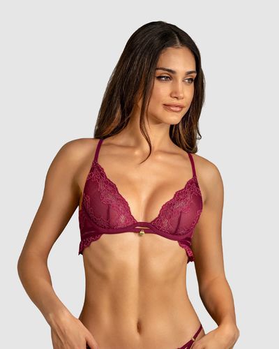 Plunge Underwire Scalloped Sheer Lace Bra - Leonisa - Modalova