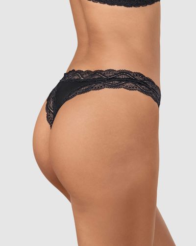 Low Rise Waistband Lace Trim Thong - Leonisa - Modalova