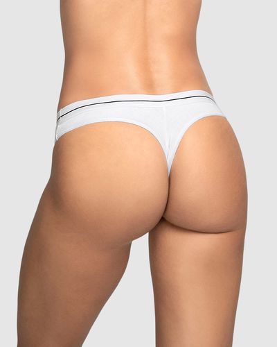 Stretch Cotton Contrast Waistband Thong - Leonisa - Modalova