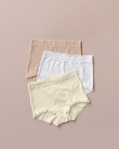 Pack High-Waisted Boyshorts with Lace Accents - Leonisa - Modalova