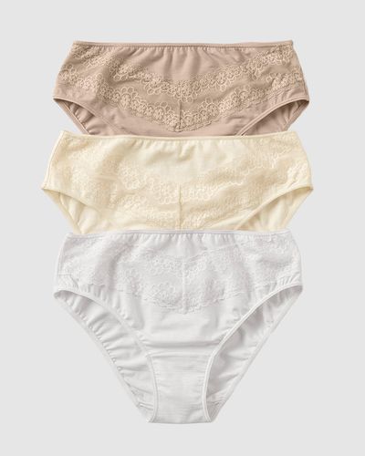 Pack high-cut brief knickers with lace - Leonisa - Modalova