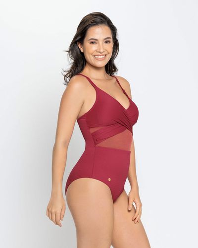 Sophisticated Sheer Cutout Slimming One-Piece Swimsuit - Leonisa - Modalova