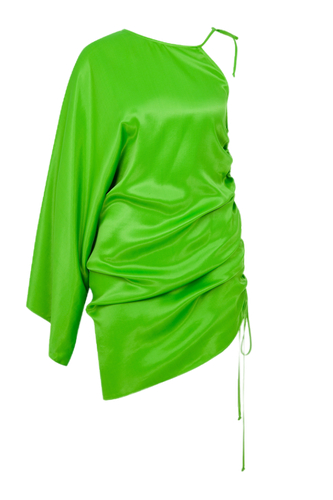 Rocha Asymmetric Mini Satin Dress in Jolly Green - Nazli Ceren - Modalova