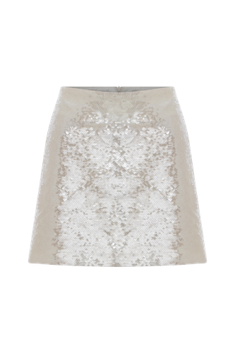 Marde A-Line Sequin Mini Skirt In Cloud Cream - Nazli Ceren - Modalova