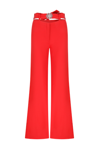 Red Belle Belted Silhouette Trousers - Declara - Modalova