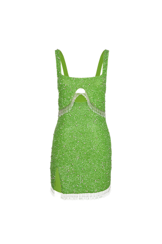 Artemis Green Beaded Tasseled Mini Dress – Daphne Collection - Oceanus Swimwear - Modalova