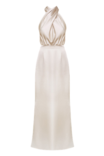 ALIUR champagne X Neckline Evening Dress - UNDRESS - Modalova