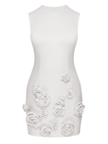 Rose-Appliqué Round Neck Cady Mini Dress - NDS The Label - Modalova