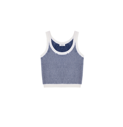 WOOL STRIPED U-NECK TANK TOP - CRUSH Collection - Modalova