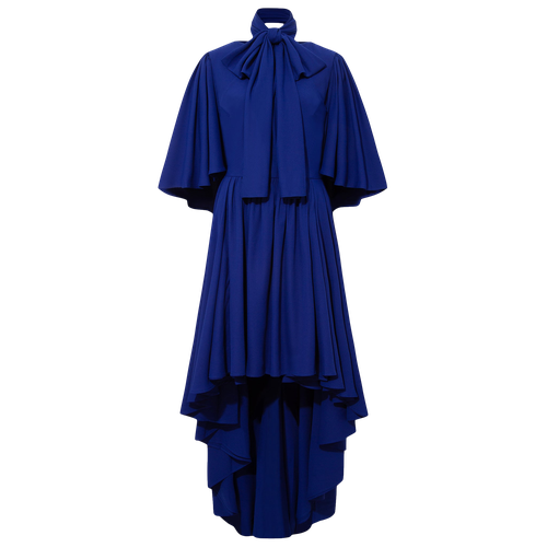 Bow Tie Neck Cape Sleeve Maxi Dress - Royal Blue - Femponiq - Modalova