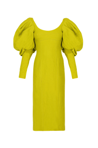 Wool Blend Puff Sleeve Dress - Szabo Sihag - Modalova