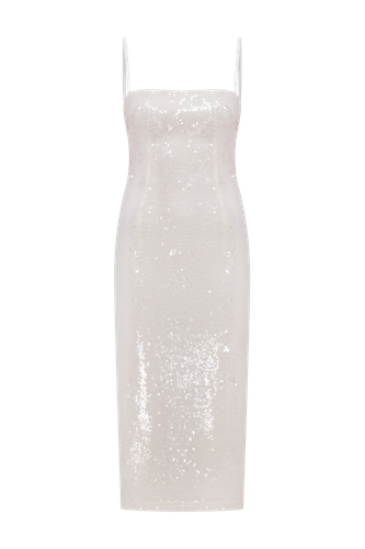 Miles Sequin Dress In Cloud Cream - Nazli Ceren - Modalova