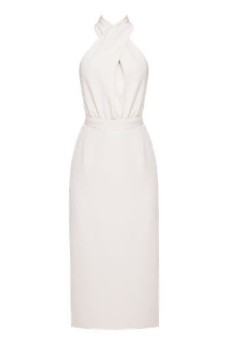 CELIA pastel cream X neck midi dress - UNDRESS - Modalova