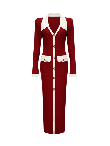 Felicity Long Knit Cardigan (Red) - Nana Jacqueline - Modalova