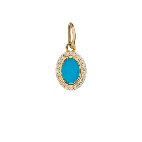 Turquoise & Diamond Oval Charm - Ali Grace Jewelry - Modalova