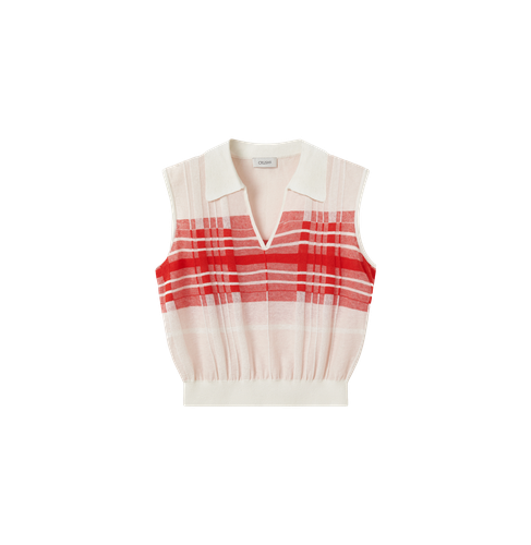 CHECKED LAPEL KNITTED VEST - CRUSH Collection - Modalova