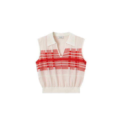 Checked Lapel Knitted Vest - CRUSH Collection - Modalova