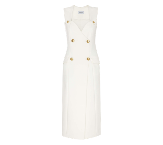 Midi Dress W/golden Buttons - Dalood - Modalova