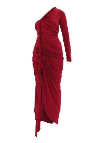 TURI MESH DRESS - BURGUNDY - Andrea Iyamah - Modalova