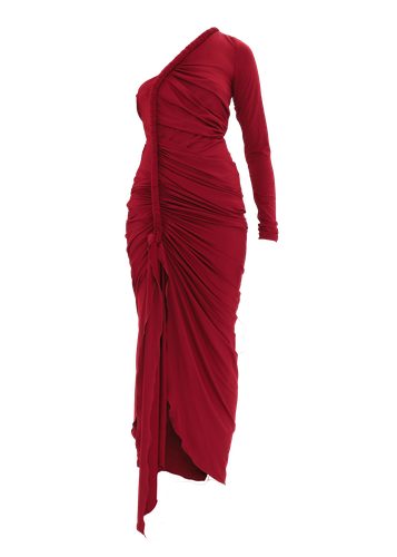 TURI MESH DRESS - BURGUNDY - Andrea Iyamah - Modalova