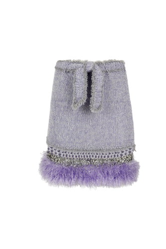 Light Grey Handmade Knit Midi Skirt - ANDREEVA - Modalova