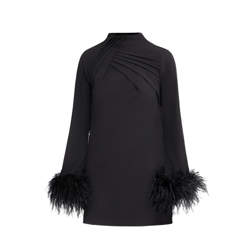 ALEXANDRA BLACK SHIFT DRESS WITH FEATHERS - ANITABEL - Modalova