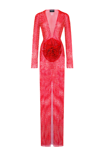 Sparkle Red Maxi Dress with Flower - Santa Brands - Modalova