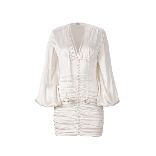 Ruched mini dress in white - Lita Couture - Modalova