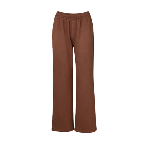 Lunaria Faux Suede Relaxed Fit Pants In Honey Mustard Color - Marei 1998 - Modalova