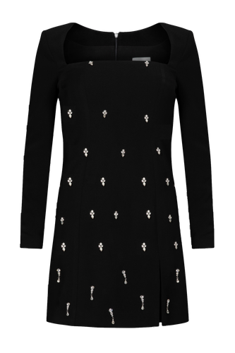 Esma Crepe Crystal Embellished Mini Dress - Black - Hervanr - Modalova