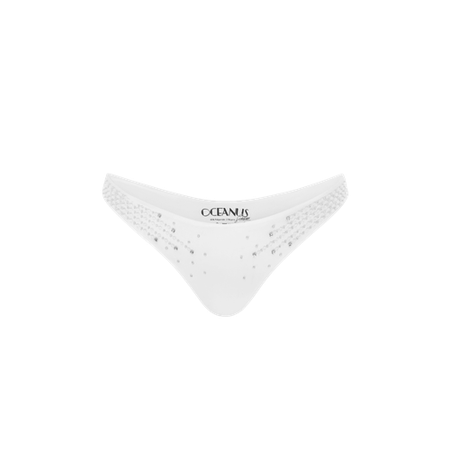 Ophelia Hand Embroidered Summer Bikini Bottoms White - Oceanus Swimwear - Modalova